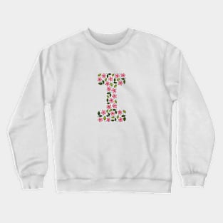 Floral Monogram Letter I Crewneck Sweatshirt